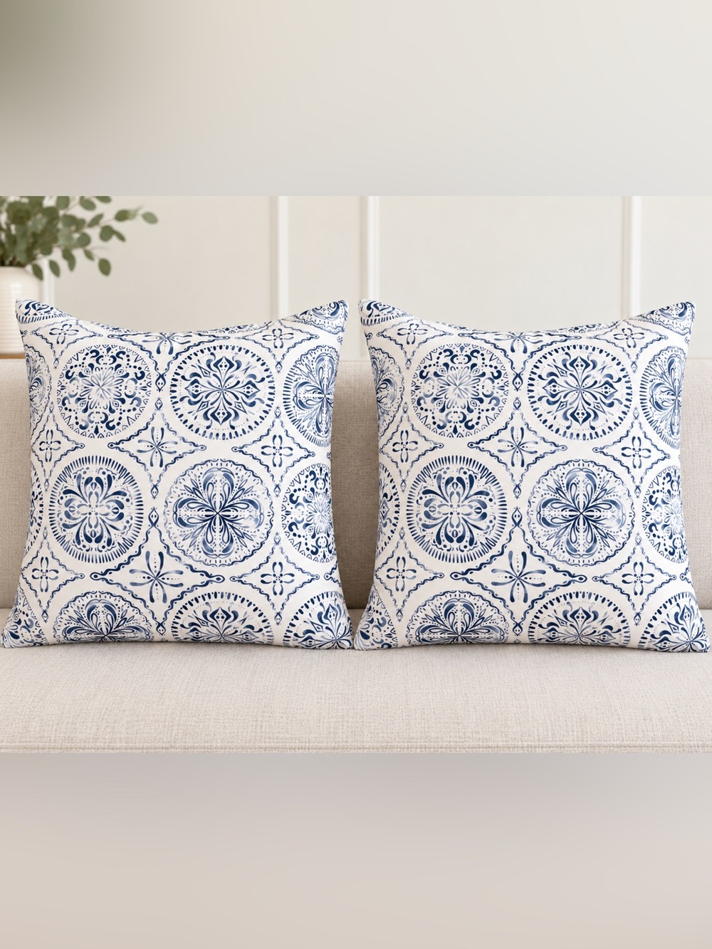 Tommy Bahama Navy and White Medallion Accent Pillows - Set of 2
